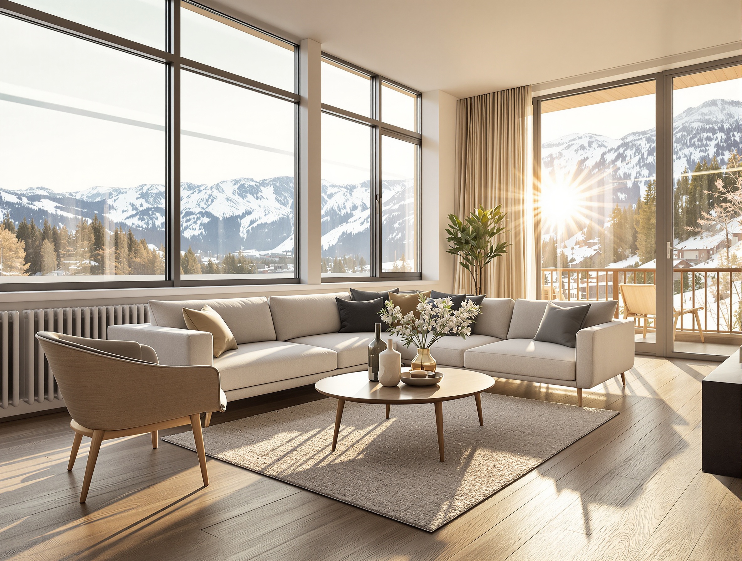 The quality of natural light in a living room varies considerably depending on the time of day and the orientation of the property.